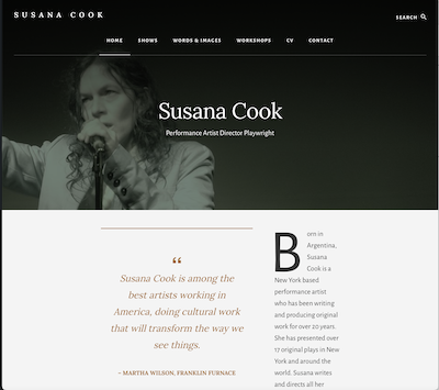 Susana Cook, Performance Artist Director Playwright